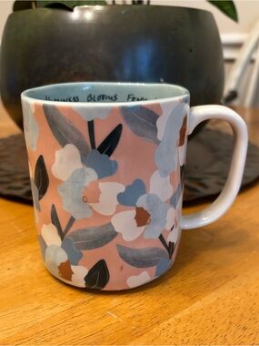 Anthropologie Maggie Stephenson happiness blooms within Floral Pink Ceramic Mug